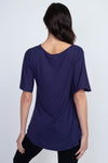 dark blue bell sleeve shirt for women
