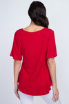 red scoop neck oversized blouse