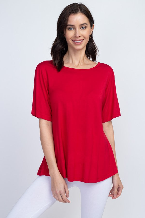red bell sleeve top