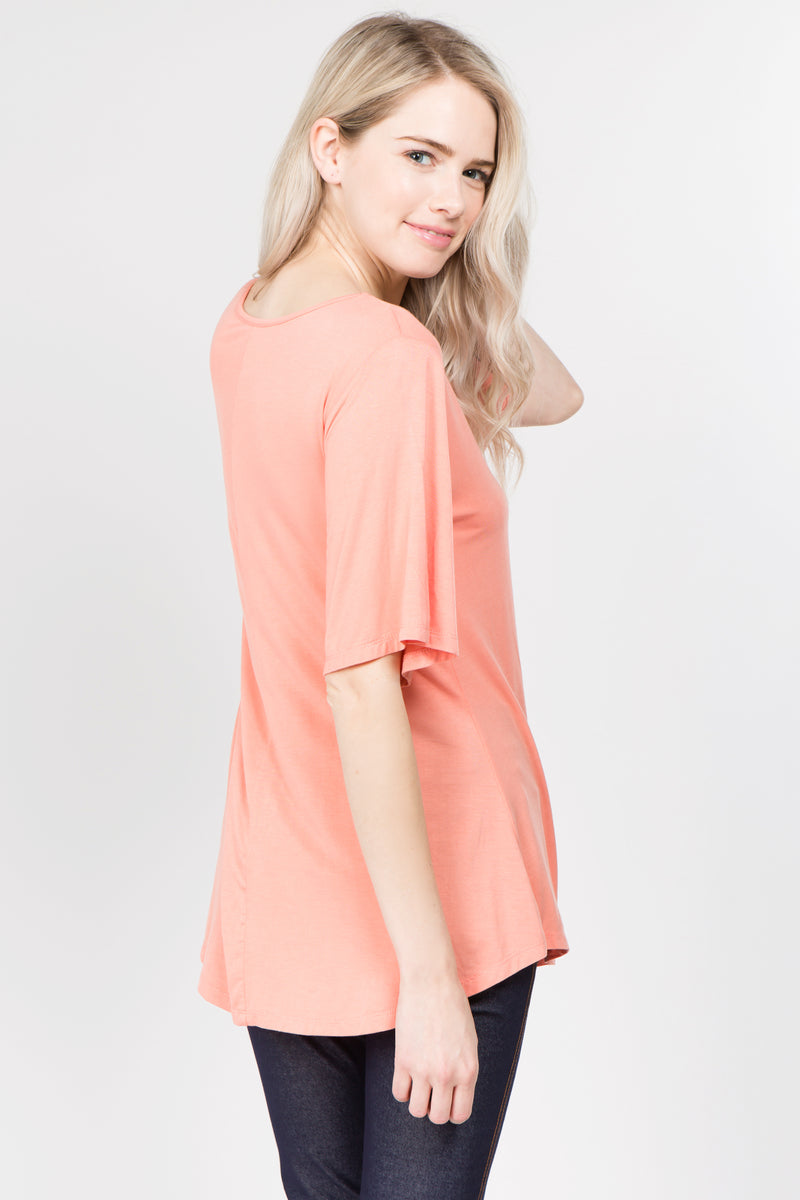 orange short sleeve blouse