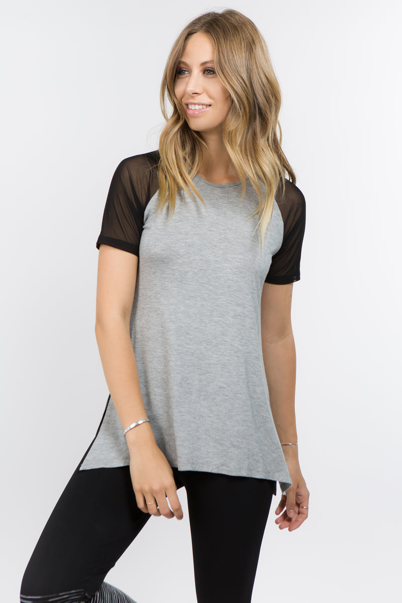 mesh short sleeve oversized t-shirt for women workout 