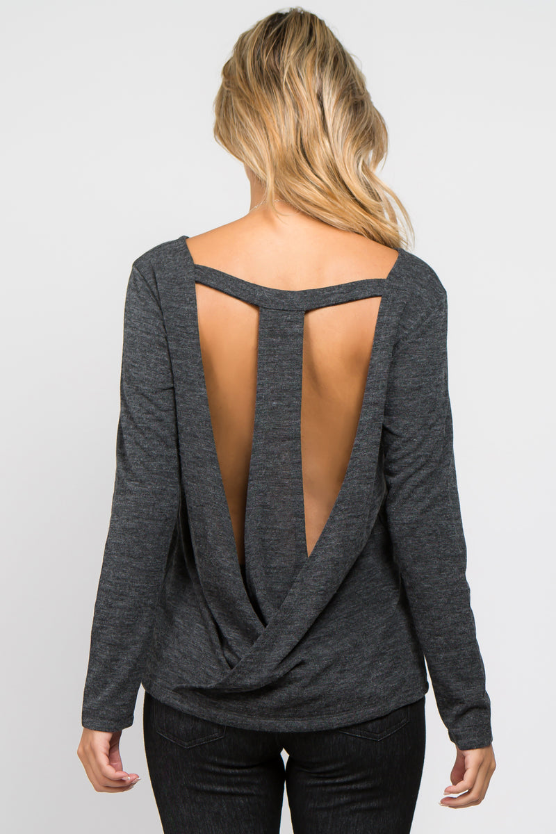 heather grey pullover sweater top