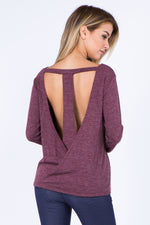 wine red open back top