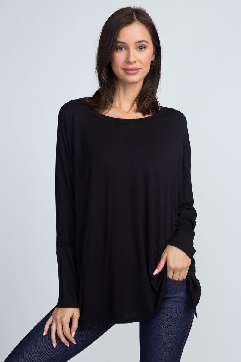 black long sleeve oversized t-shirt for women