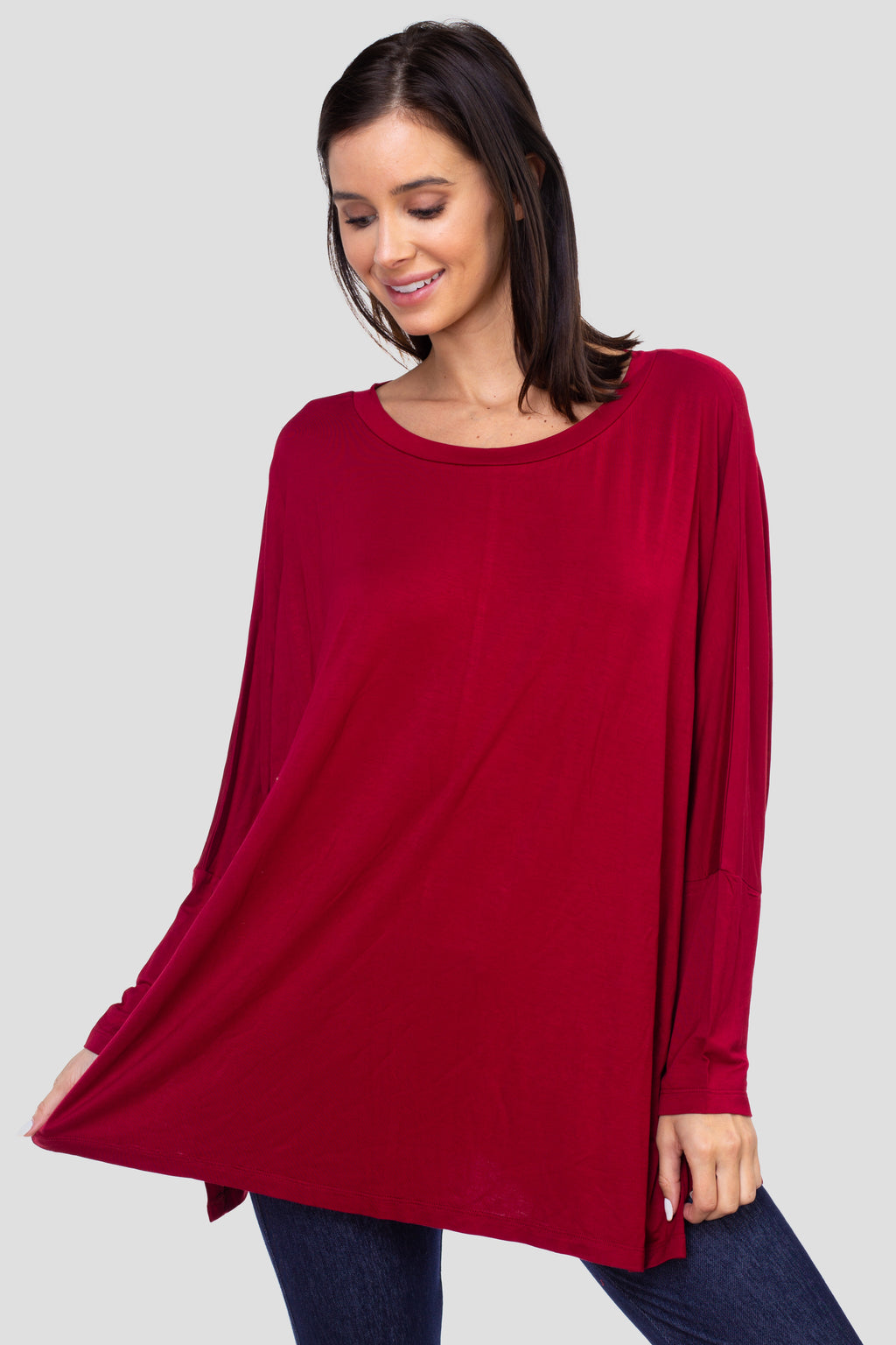 wine red dolman shirt for women