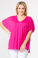 hot pink short sleeve tops for women