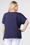 blue short sleeve blouse for plus size