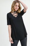 Strappy Choker Neck Detail Short Sleeve Top
