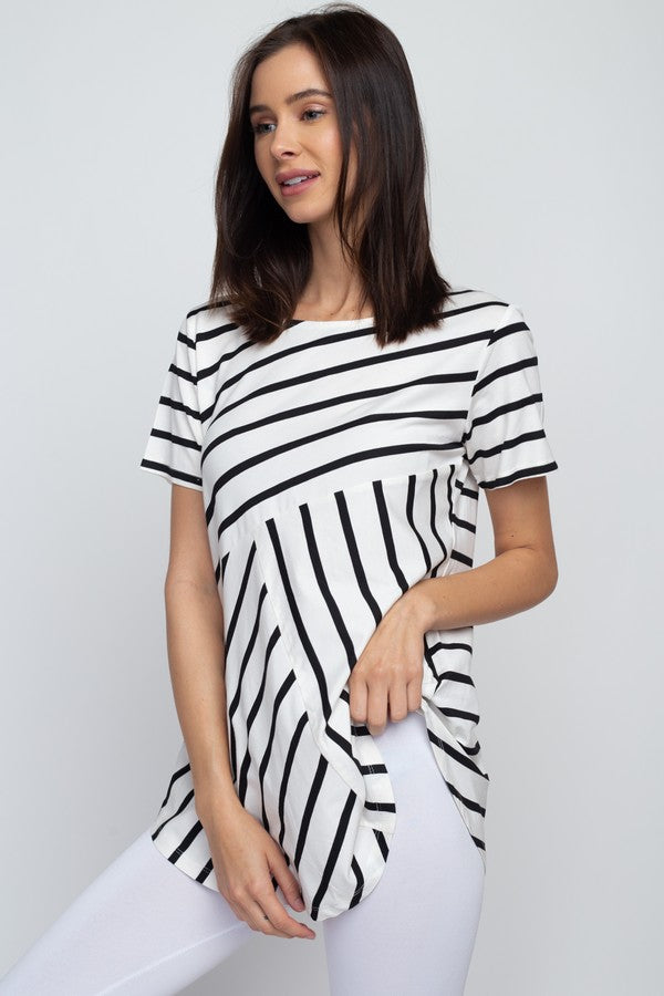 Simply Striped Short Sleeve Tunic Top
