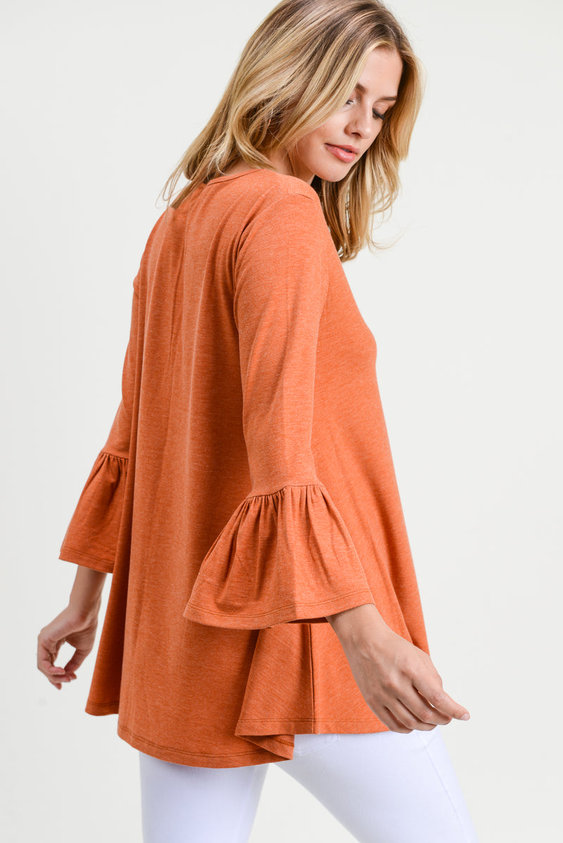 Simple Bell Sleeve Flowy Tunic Top