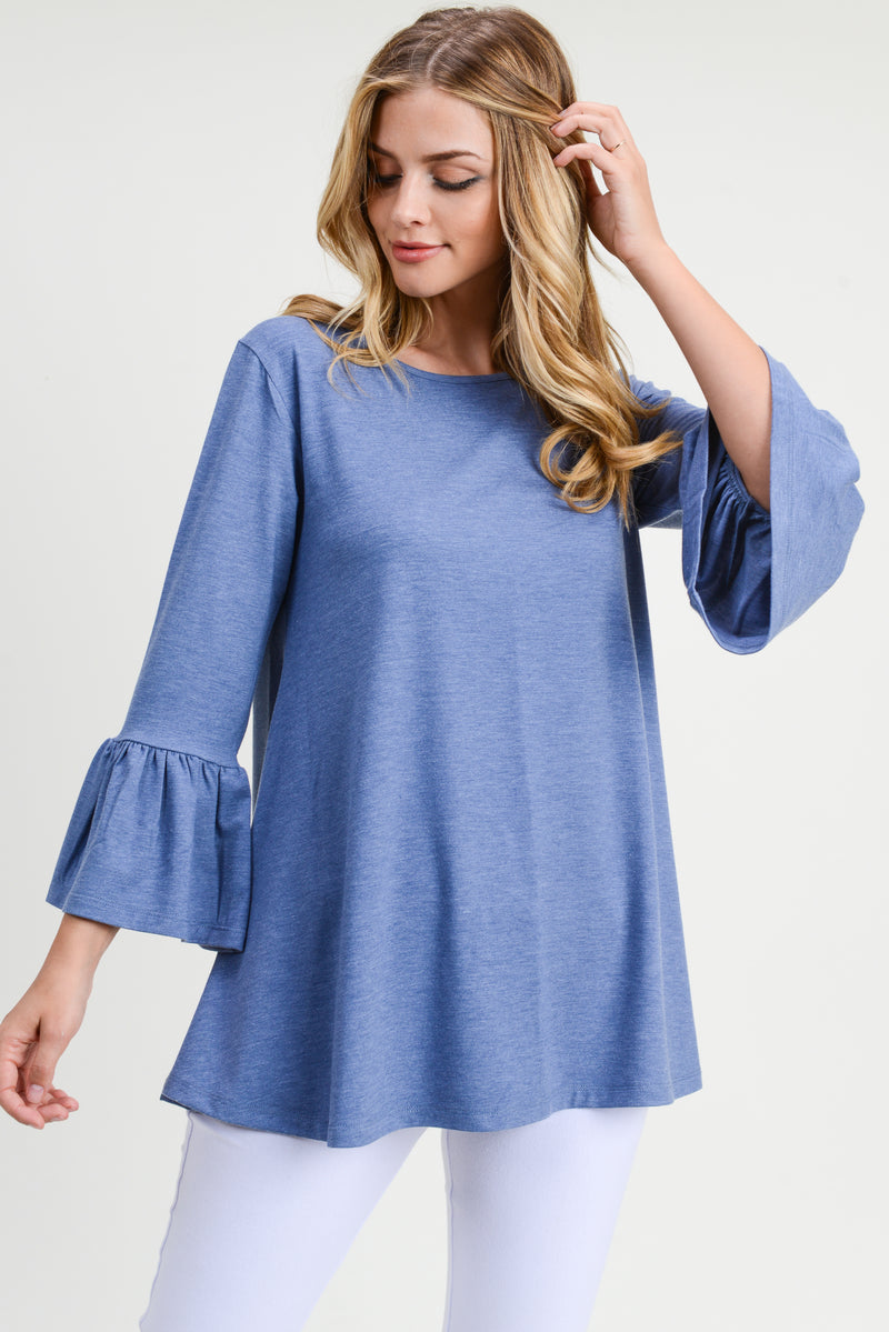 Simple Bell Sleeve Flowy Tunic Top