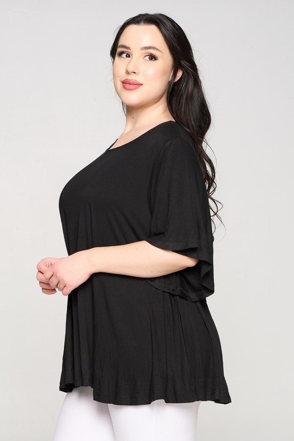 Plus Size Draped & Flowy Short Sleeve Top