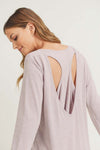 Heather Knit Cut-Out Long Sleeve Top