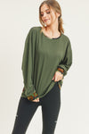 Camouflage Open Back Long Sleeve Top