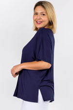 Plus Size Basic Button Up Short Sleeve Top