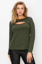 Sleek and Fitted Cutout Long Sleeve Top