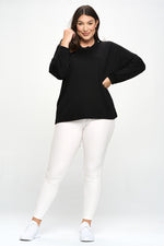 Plus Size Solid Crewneck Long Sleeve Top