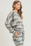 Relaxed Green Camo Print Pullover Top