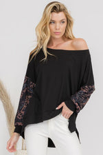 Stormy Leopard Print Boatneck Top