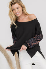 Stormy Leopard Print Boatneck Top