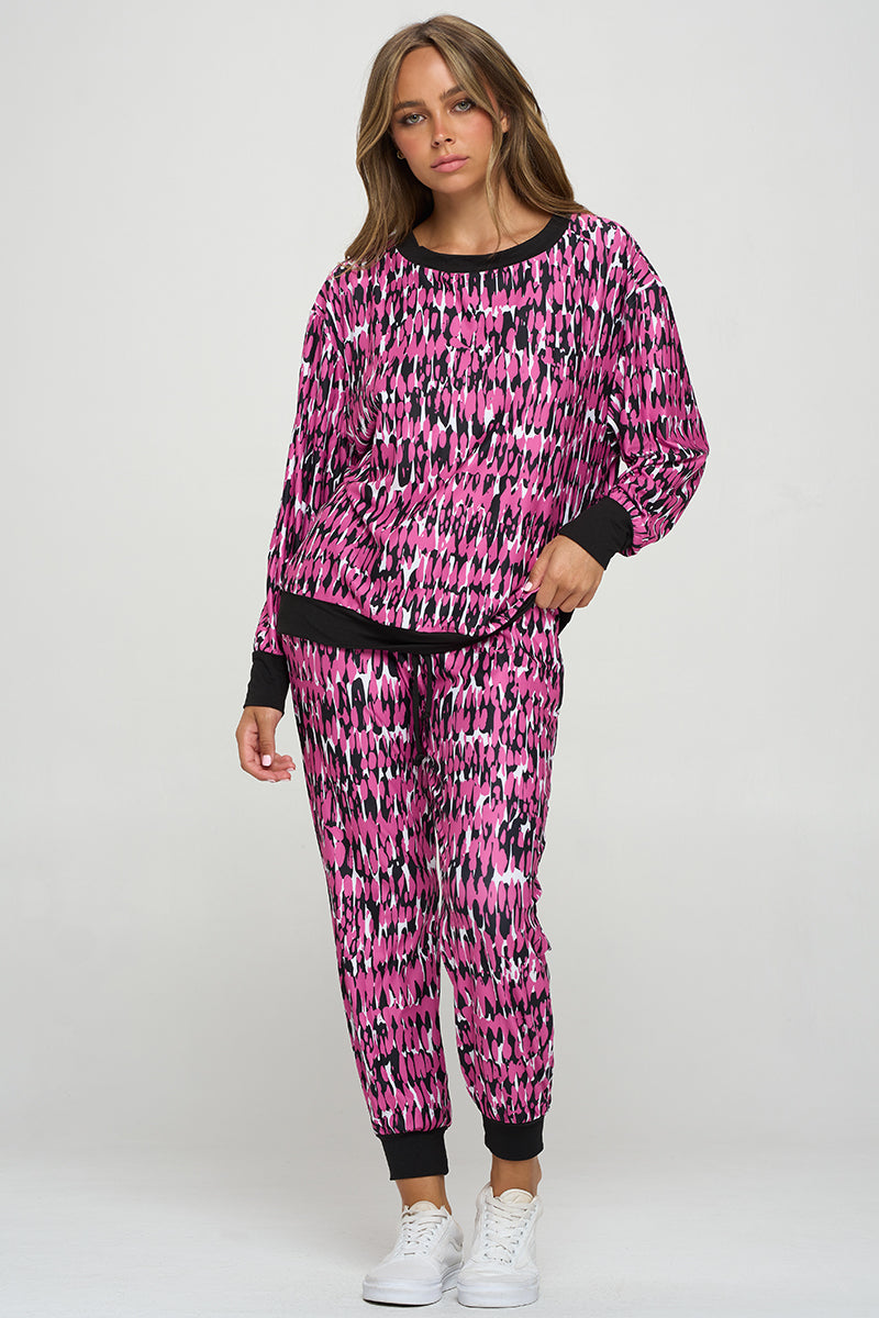 Get Into It Printed Loungewear Set