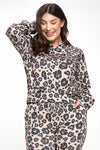 Plus Size Relaxed Leopard Print Long Sleeve Hoodie