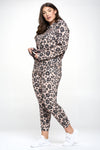Plus Size Relaxed Leopard Print Hoodie & Jogger Set