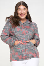 Plus Size Camouflage Ops Washed Pocket Hoodie