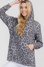 Relaxed Snow Leopard Pocket Hoodie