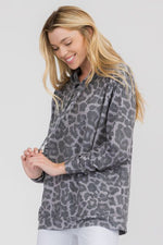 Relaxed Snow Leopard Pocket Hoodie