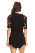 Touch of Lace Short Sleeve Tunic Top ICONOFLASH