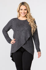 Plus Size Surplice Wrap Tunic Sweater Top