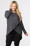 Plus Size Surplice Wrap Tunic Sweater Top