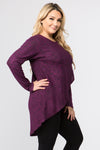 purple long sleeve tunic shirt for plus size women 