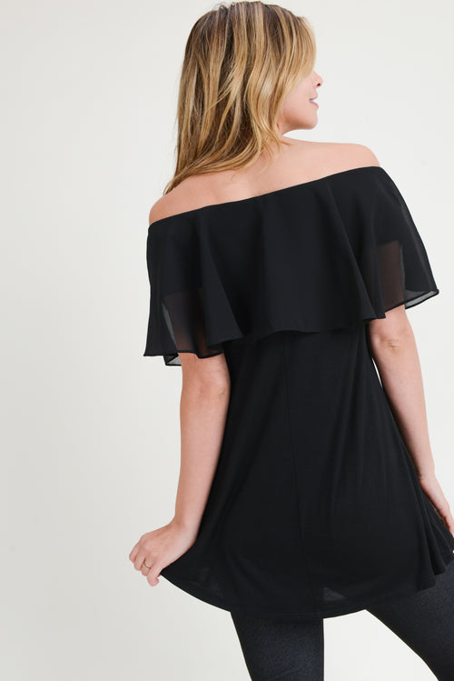 black off the shoulder tunic top