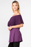 purple off the shoulder tunic top