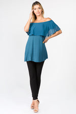 teal off the shoulder tunic top