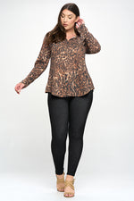 Plus Size Lively Leopard Print Tunic Top