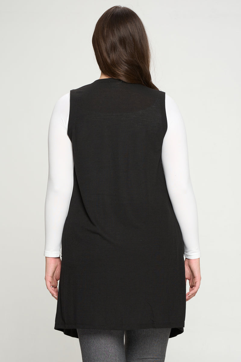 Plus Size Heather Knit Open Front Cardigan Vest
