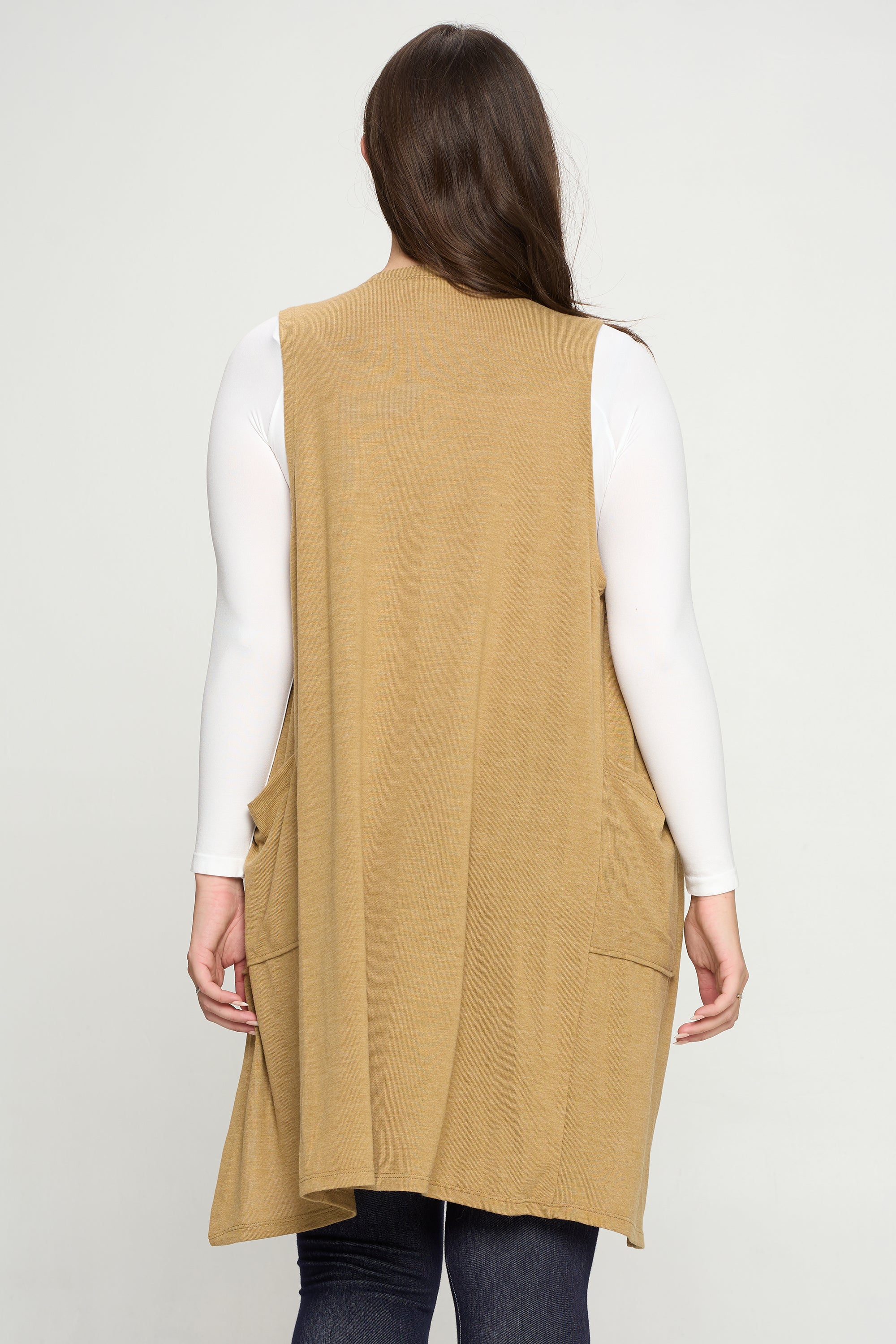 Plus Size Heather Knit Open Front Cardigan Vest – ICONOFLASH