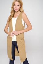 Heather Knit Open Front Cardigan Vest