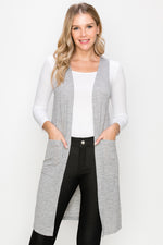 Heather Knit Open Front Cardigan Vest