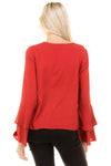 Flow Freely Lace-Up Bell Sleeve Top ICONOFLASH