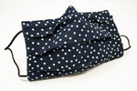 Navy polkadot Cotton Mask with Nose Wire Filter Pocket