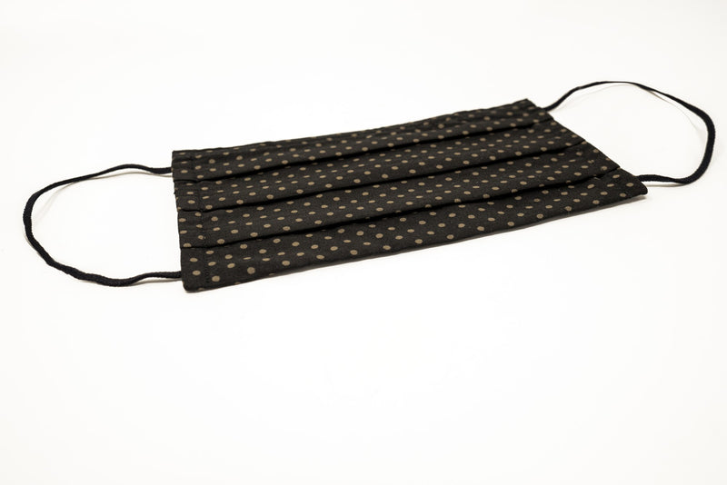 Black Khaki Dots Cotton Mask with Nose Wire Filter Pocket